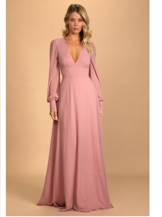 Lulus Dresses & Skirts - Lulus Talk About Divine Blush
Long Sleeve Backless Maxi Dress Pink Size XS